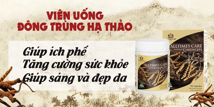 Thực Phẩm Chức Năng Viên Uống Đông Trùng Hạ Thảo Alltimes Care Platinum Cordyceps (Hộp 60 Viên)