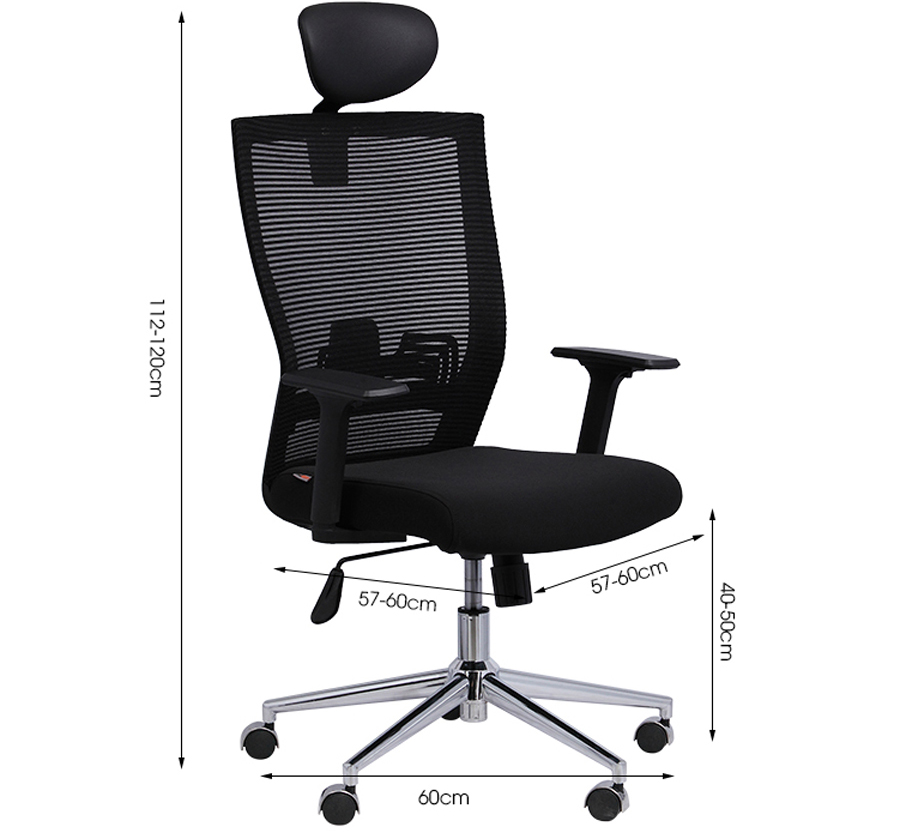 Ghế Trưởng Phòng Chân Thép Mạ Cao Cấp Có Gối IB1011 - Đen Ghế Trưởng Phòng Chân Thép Mạ Cao Cấp Có Gối IB1011 - Đen