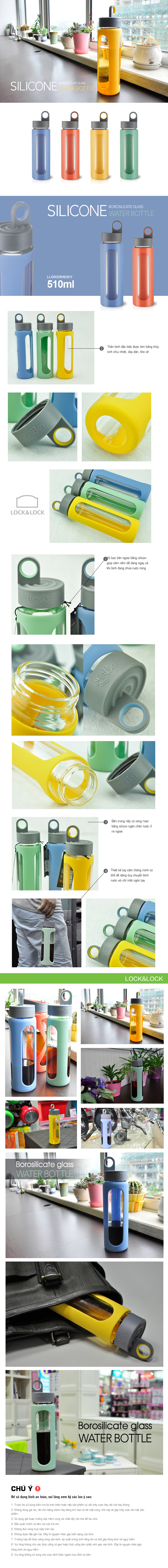 Bình Nước Thủy Tinh Chịu Nhiệt X Band Vỏ Bọc Silicon Lock&Lock LLG933 (510ml) Bình Nước Thủy Tinh Chịu Nhiệt X Band Vỏ Bọc Silicon Lock&Lock LLG933 (510ml)