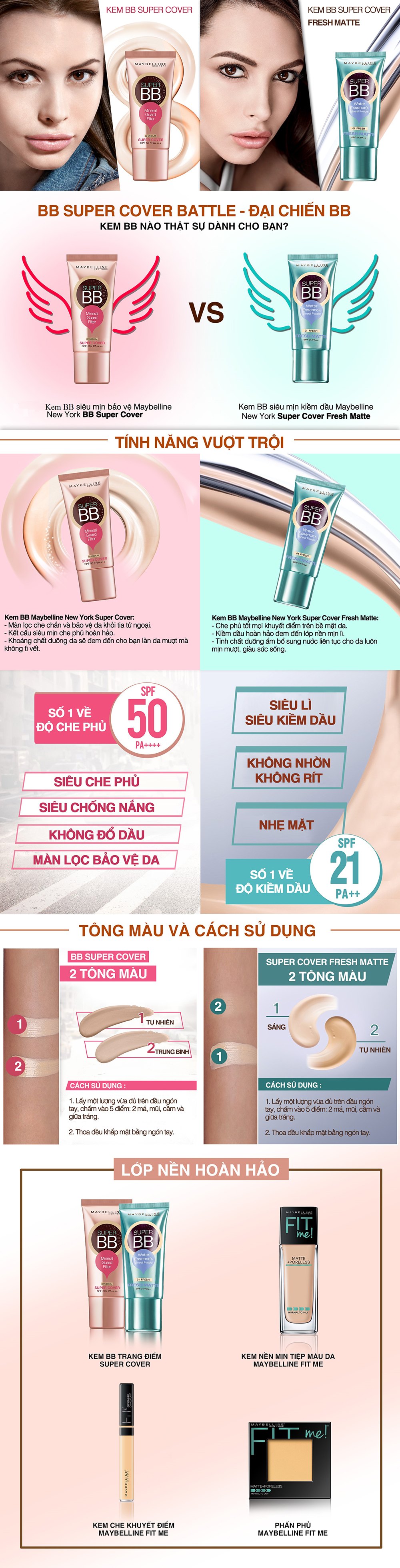 Kem Trang Điểm Maybelline Super BB Super Cover SPF50/PA++++ (30ml) | Tiki