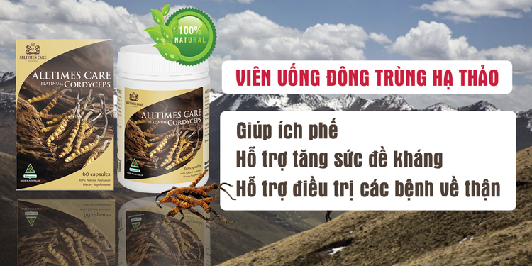 Thực Phẩm Chức Năng Viên Uống Đông Trùng Hạ Thảo Alltimes Care Platinum Cordyceps (Hộp 60 Viên)