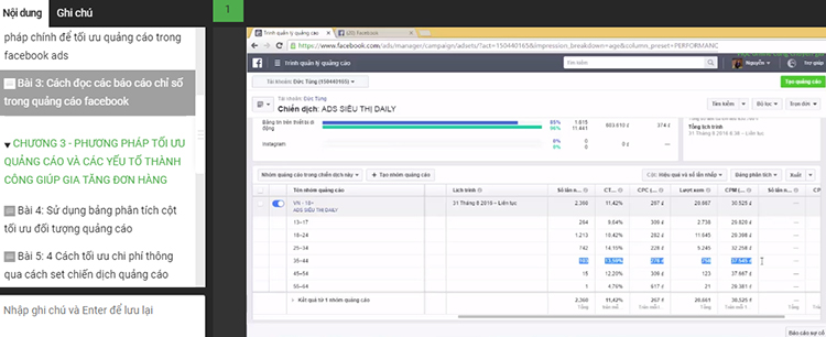 Khóa Học Tối Ưu Chi Phí Quảng Cáo Facebook Để Đạt 50-100 Đơn Hàng / Ngày KYNA MKT36